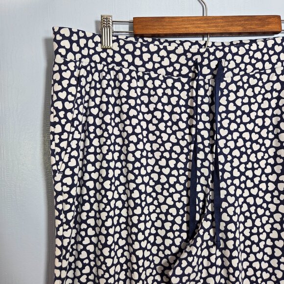 Lands' End Extra Large Navy Blue White Hearts Pull On Drawstring Lounge Pants - Picture 3 of 8